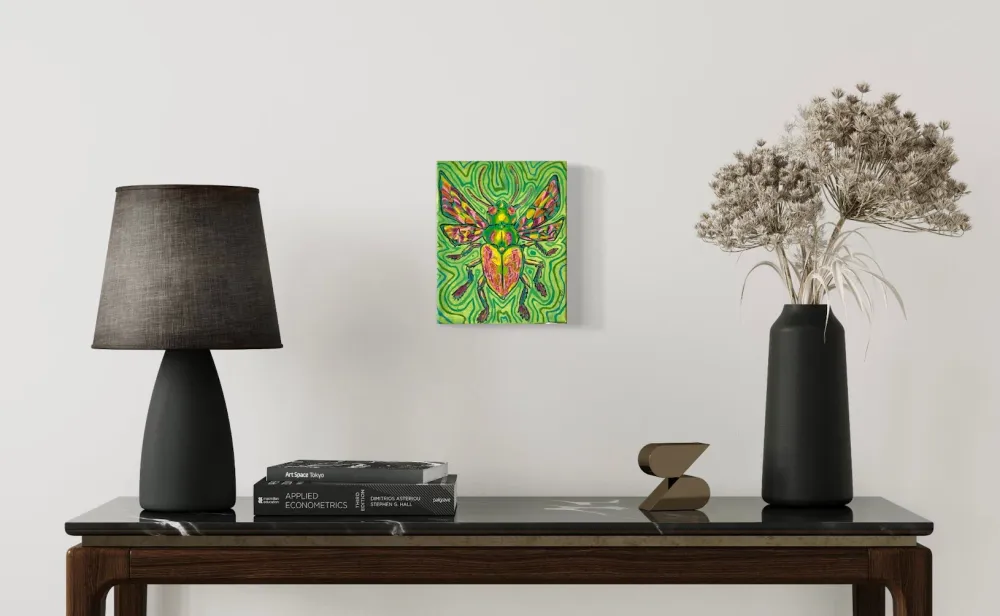 Colorful Beetle - Original Abstract Acrylic Painting on Canvas