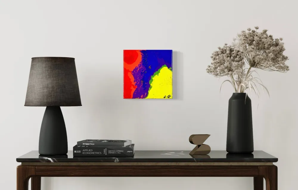 Rainbow Flow - Original Abstract Acrylic Fluid Painting on C